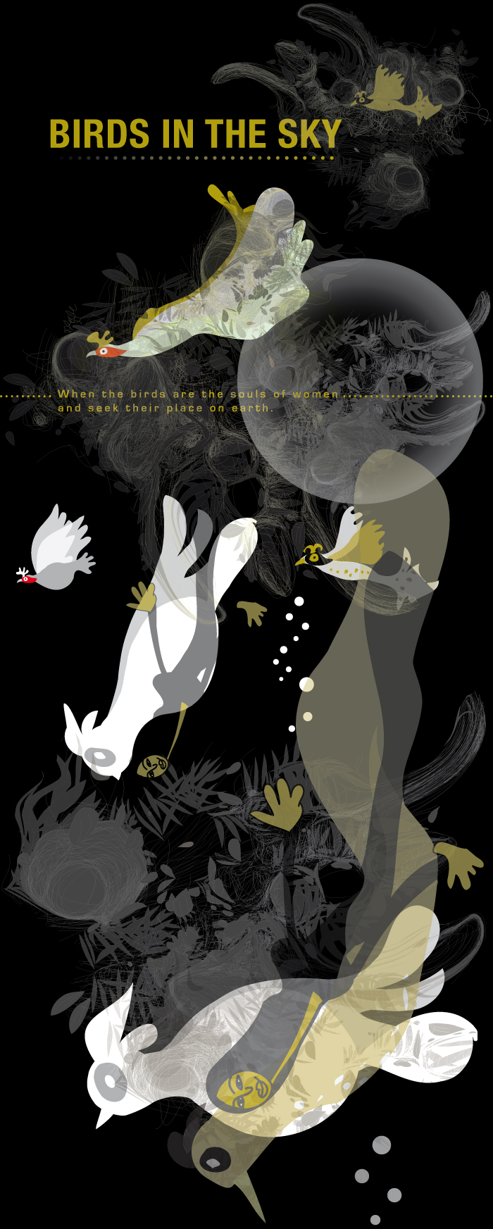 BIrds in the sky, illustrated by Montse Noguera